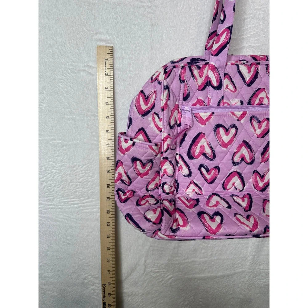 NWT Vera Bradley Baby Bag Quilted Cotton Diaper Bag Lavender Pink Painted Hearts